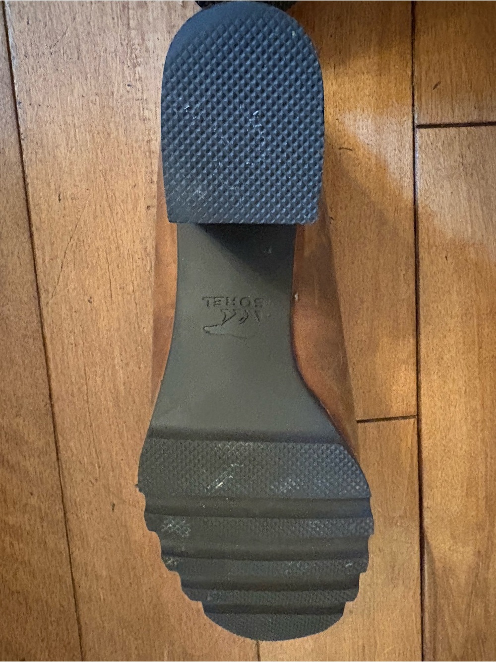Sorel Brown Leather Stacked Heel Mule Boot - Picture 4 of 5
